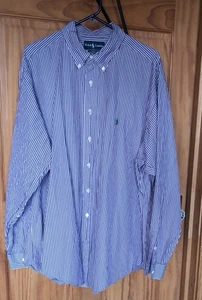 Polo Ralph Lauren Herren XXL 18 Lila Gestreift Classic Fit Langarm Hemd - Bild 1 von 6