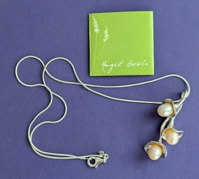 Hagit Gorali HG Israel 925 Sterling Silver Triple Pearl Statement Necklace NWT - Image 1 of 4