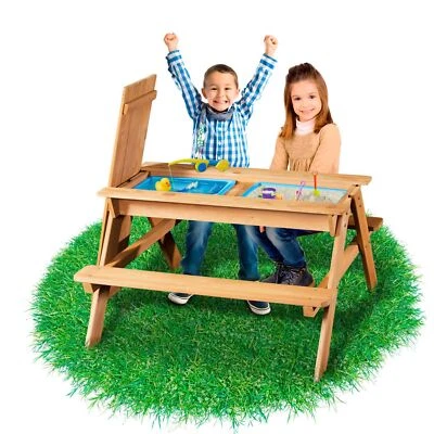 2in1 Kindersitzgruppe +Sand-und Wasserspieltisch Kinder Picknicktisch Gartenbank - Bild 1 von 4