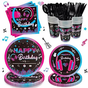 168Pcs Music Party Supplies Tableware Set Disposable Paper Plates Napkins Cup... - Picture 1 of 7