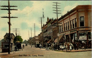 CORRY PENNSYLVANIA EAST MAIN STREET SCENE 1909 OLD POSTCARD - Picture 1 of 2