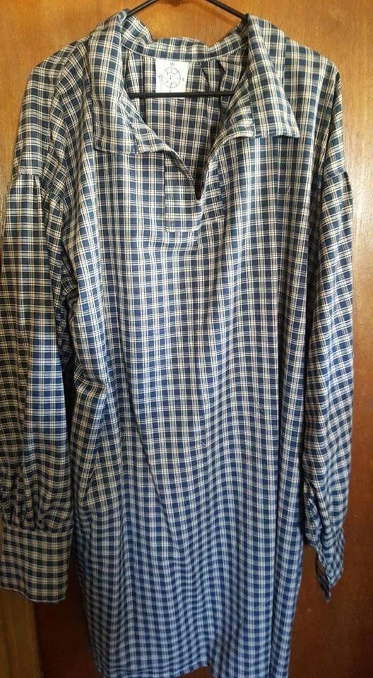 Mountain Man, Longhunter, Reenactor Shirt, Navy plaid, XL - Image 1 of 1