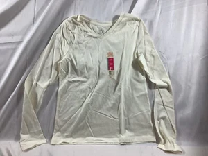 Girls Size 14/16 Faded Glory Long Sleeve V-Neck Cream Colored Shirt NWT - Picture 1 of 6