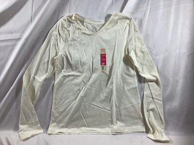 Girls Size 14/16 Faded Glory Long Sleeve V-Neck Cream Colored Shirt NWT - Image 1 of 4