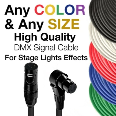 Cable de conexión DMX 5 pines XLR macho a ángulo recto hembra - 120 ohmios DMX512 cable de datos Foto 1 de 4