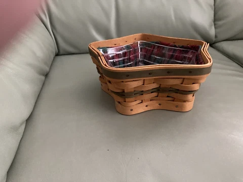 Longaberger Green Little Star Basket Combo - Liner, Protector And Basket Cover