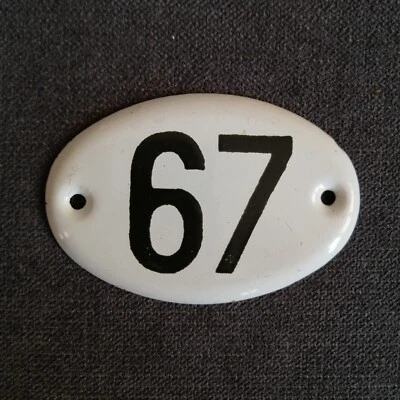 Placa vintage habitación número 67, placa esmaltada puerta URSS, letrero apartamento soviético Foto 1 de 3