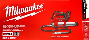 Milwaukee M18 Grease Gun Kit, 2646-21CT 2-Speed Cordlessw/ 1 Battery, New in Box - Picture 1 of 3