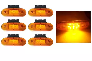 6 X Segnalatore Luce Ingombro 9 Led 12v Arancio + Staffe Fanale Laterale - Afbeelding 1 van 3