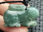 Certified Oily Green Natural Type A Jade Jadeite Carved Solid Rabbit Pendant