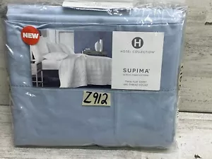 Hotel Collection 680 TC 100% Supima Cotton Twin Flat Sheet Sky Blue New - Picture 1 of 4