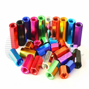 M5 Aluminium Alloy Threaded Standoff Spacers Hex Nuts Stud Sleeving Connector - Picture 1 of 10