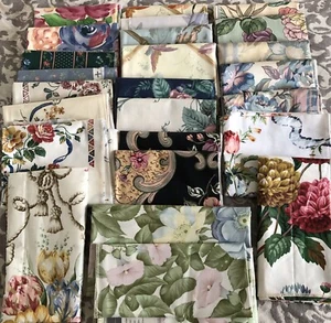 Lot 25 Vibrant Colorful Floral Polished Cotton to Chintz Vintage Fabric Samples - Picture 1 of 24