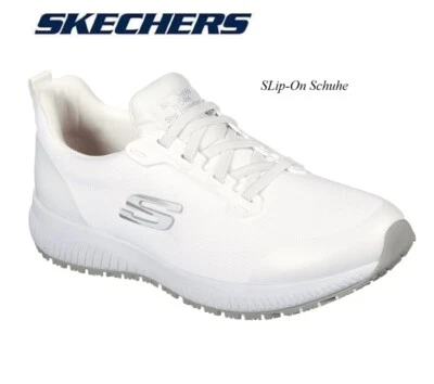 Skechers Squad SR Damen SLip-On Schuhe für Beruf und Freizeit, weiss