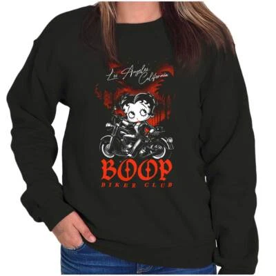 Sudadera Pullover Betty Boop Retro Dibujos Animados Cali LA Biker Club Mujer Cuello Redondo Foto 1 de 4