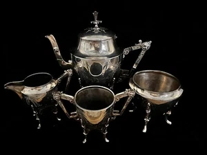 Antiker Meriden B. 1877 versilberte Teekanne Kaffeekanne Milchkännchen Zucker Art Deco - Bild 1 von 23