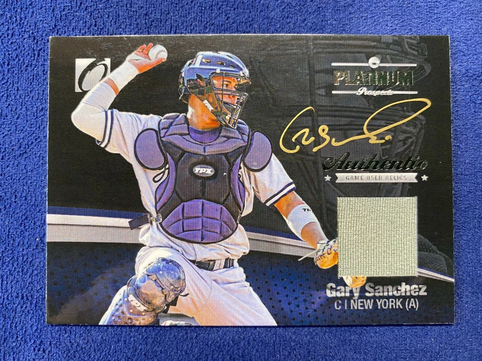 Gary Sanchez 2012 Onyx Platinum Prospects usado en el juego/500 autógrafo dorado en tarjeta Foto 1 de 2