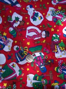 2 Yard bunte Weihnachten Urlaub Winter Schneeflocken Schneemänner Stoff-Cheri Strole - Bild 1 von 2
