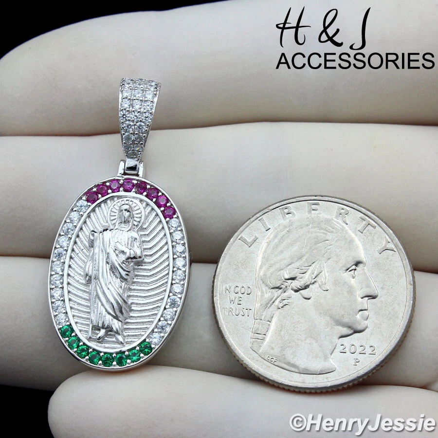 COLGANTE HOMBRE PLATA ESTERLINA 925 CIRCONITA HELADA CHAPADO EN PLATA/ORO SAN JUDAS SAN JUDAS SAN JUDAS*378 Foto 1 de 1