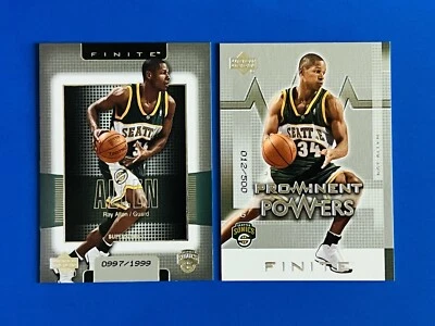 (2)  2002-03 UD Finite Ray Allen Base & Prominent Powers Cards; #d /1999 & /500 - Image 1 of 2