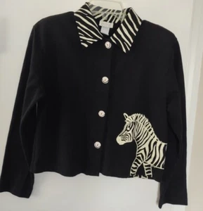 Cite Knit Top Zebra Print Women's M Black And White Vintage Made In USA - Picture 1 of 7