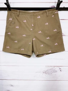 Bass Womens Shorts Size 16 Brown Bicycle Embroidered Pockets 100% Cotton - Picture 1 of 8