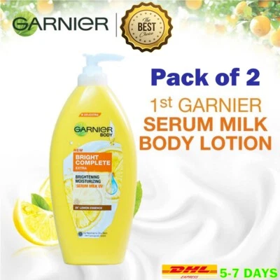 2 Pcs Garnier Serum Milk Body Lotion Bright Complete Extra Moisturizing 400ml Le - Image 1 of 4