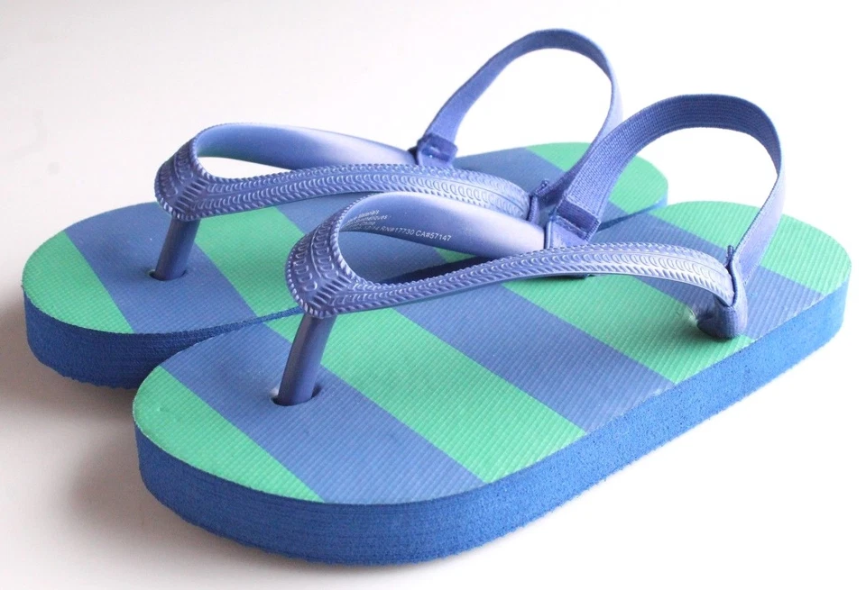 Chanclas De Goma Para Niños Verdes O Rayadas Verde/Azul Nuevas - Imagen 1 de 1