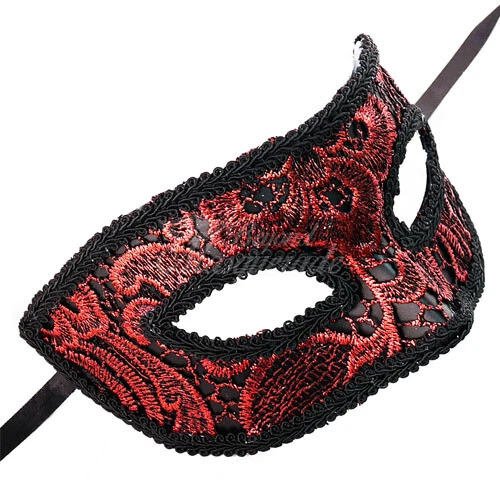 Men's Venetian Simplistic Lace Festival Party Masquerade Ball Mask [Red] - Image 1 of 4