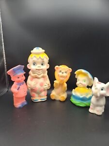 Vintage Rubber Squeak Toy Lot Sun Rubber Circus Elephant Star Mfg Germany Lof 5