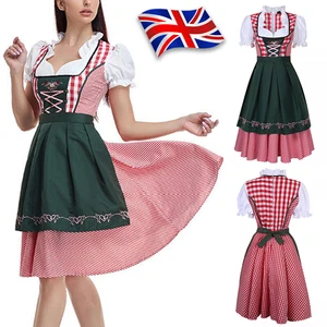 Women's German Bavarian Traditional Dirndl Dress Oktoberfest Beer Maid Costume - Picture 1 of 16