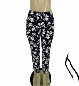 Banana Republic Size 6 Women Avery Navy Blue Floral Pants 26” Inseam R12v - Picture 1 of 9