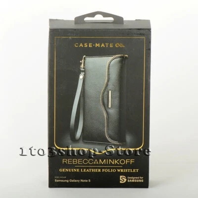 Case Mate Rebecca Minkoff 皮革对开式钱包式腕带适用于 Galaxy Note 5 黑色 — 第 1/4 张图片