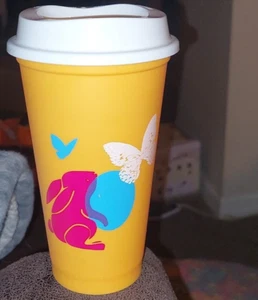 Rare New Starbucks Rabbit Butterflies Reusable Cup w Lid Bunny - Picture 1 of 3