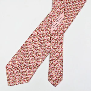 Salvatore Ferragamo Tie Silk Necktie Safari Animal on Red - Picture 1 of 5