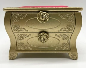 Betsey Johnson Jewelry Watch Storage Box Pink Gold Satin Cheetah Pillow Plastic - Picture 1 of 9