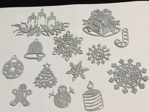 Applikation Aufnäheter Schneespray Kunststoff Schablonen Weihnachten Silber - Picture 1 of 13