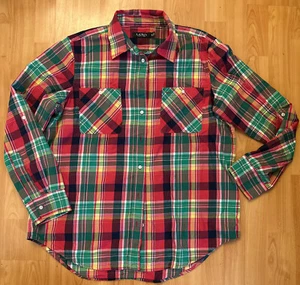 Lauren Ralph Lauren Women's Cotton Madras Shirt Orange Green Size X-Large - Picture 1 of 10