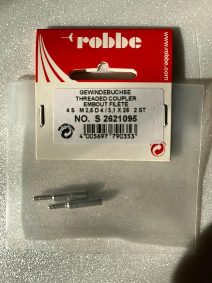 Robbe Gewindebuchse 4S M2,5 D4 / 3,1 x 25 2 Stk Best. Nr. S2621095 NEU - Bild 1 von 1