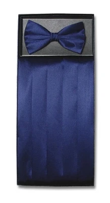 Pañuelo para Hombres Cumberbund Pajarita Sólido AZUL MARINO Color Cummerbund Pajarita Conjunto Foto 1 de 2