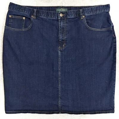 Minifalda vaquera para mujer Lauren Jeans Co. 20W Ralph Lauren índigo LRL abertura trasera Foto 1 de 4