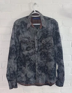 Georg Roth Button Shirt Brown Black Plaid Flock Pattern Contrasting Cuffs Large - Picture 1 of 19