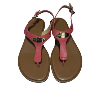Michael Kors Women's MK Logo Plate Thong Sandals Sangria 8M - Picture 1 of 8