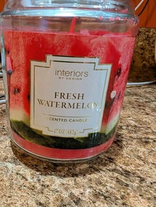 New Interiors By Design, Scented Jar Candle 17oz Fresh Watermelon Unused  - Picture 1 of 3