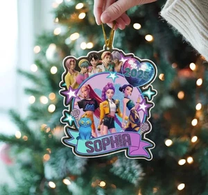 Personalisierter Huntrix Weihnachtsschmuck, individueller Kpop Dämonenjäger Ornament - Bild 1 von 5