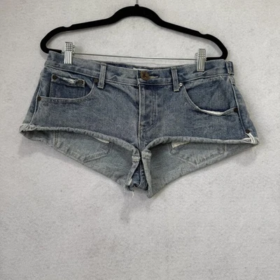 Pantalones Cortos One Teaspoon Mujer 28 Azul Denim Cintura Baja Corte Dobladillo Crudo Envejecido Foto 1 de 4