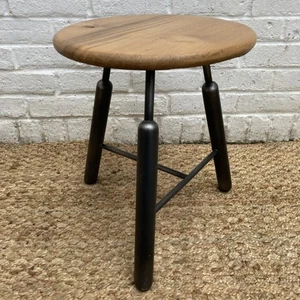 Industrial Style Oak and Steel Blanka Dining Stool - Picture 1 of 11