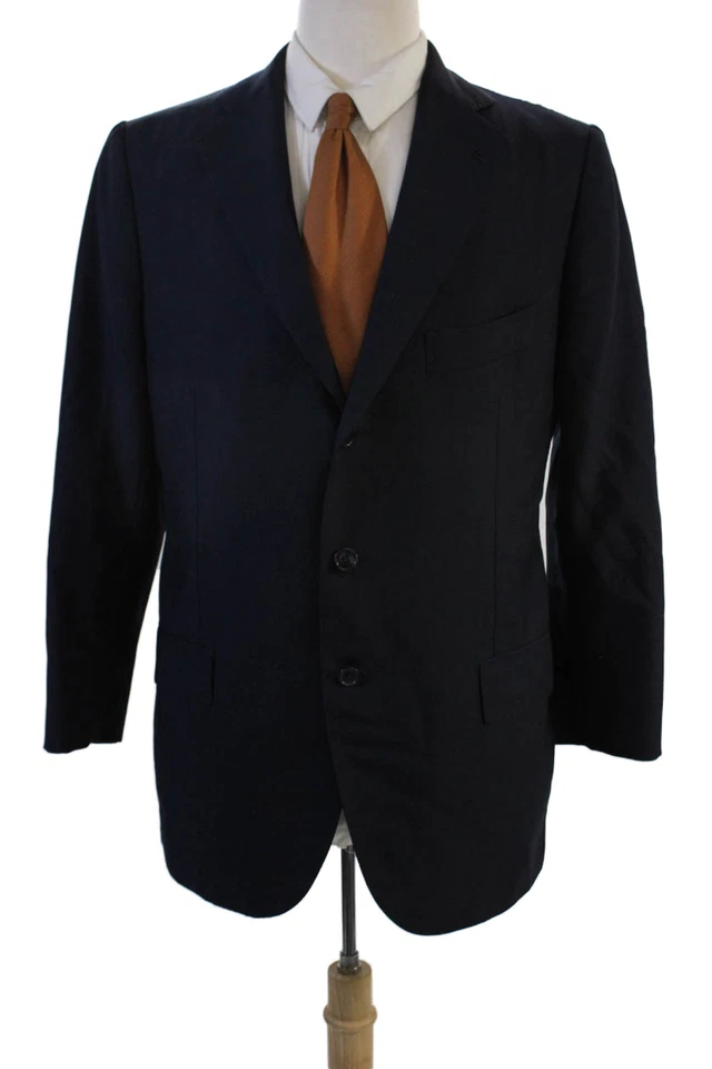 Traje Clásico Chaqueta Botón Cesare Attolini Para Hombres Azul Oscuro Mezcla Lana Talla 50 Foto 1 de 4