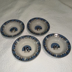 4 Vtg Christmas Soup Bowls Snowmen Holiday Canterbury Potteries 2004 - Picture 1 of 9