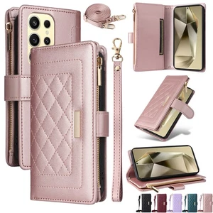 For Samsung A56 A36 A16 A55 A35 Zip Wallet Case Strap Leather Flip Stand Cover - Picture 1 of 17